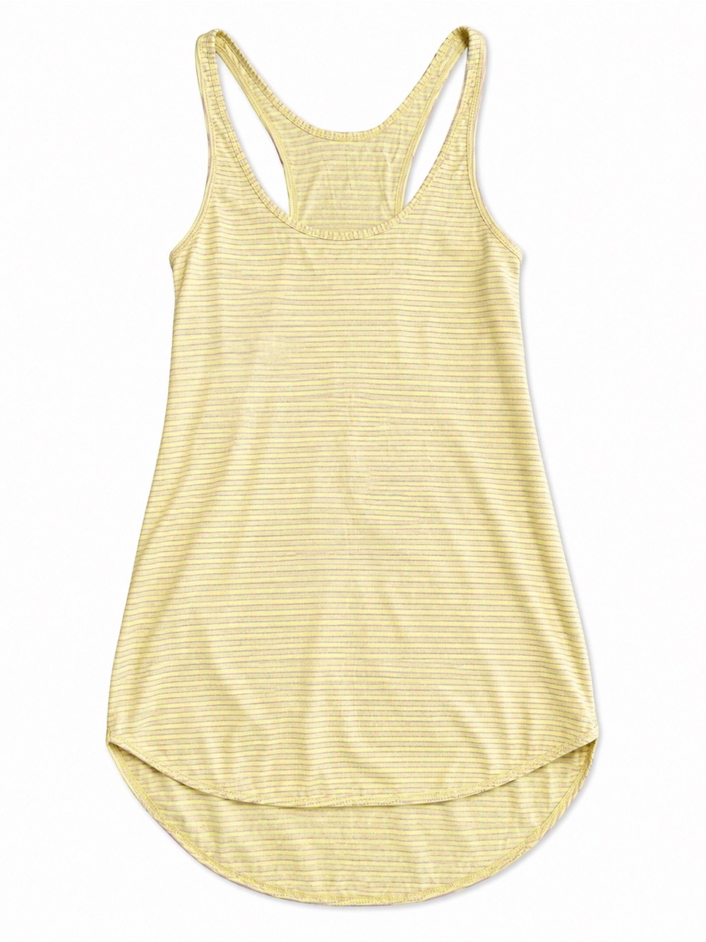 Lululemon Lime Yellow Striped Racerback Tank High Low Hem Size M